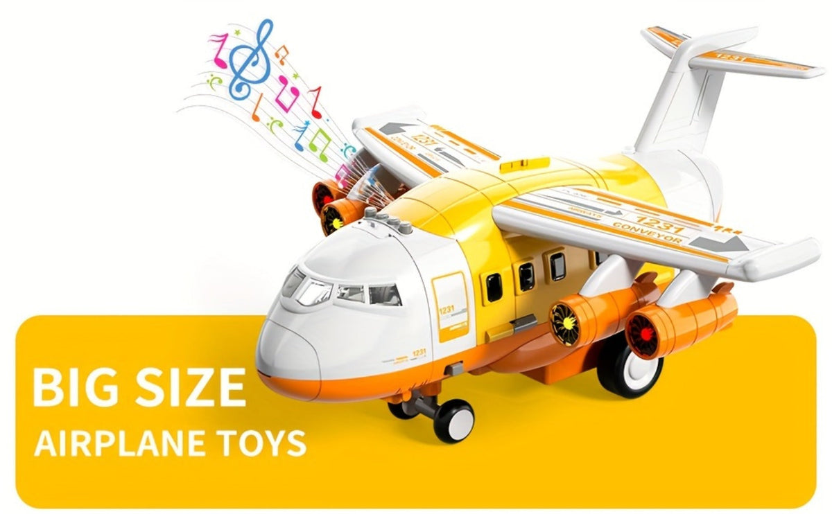 Jumbo Transport Airplane Toy for Kids with 10 Cars & Spray Mist, Cargo Plane Playset Toddler Boy Girl Birthday Gift Ages 3+ —