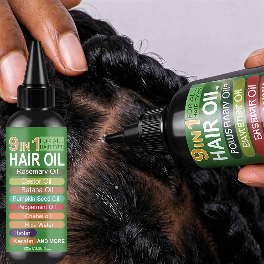 Rosemary 9-in-1 Hair and Scalp Oil, 100ml Nozzle Bottle with Rice Water, Batana, Castor and Biotin Labels — image 9