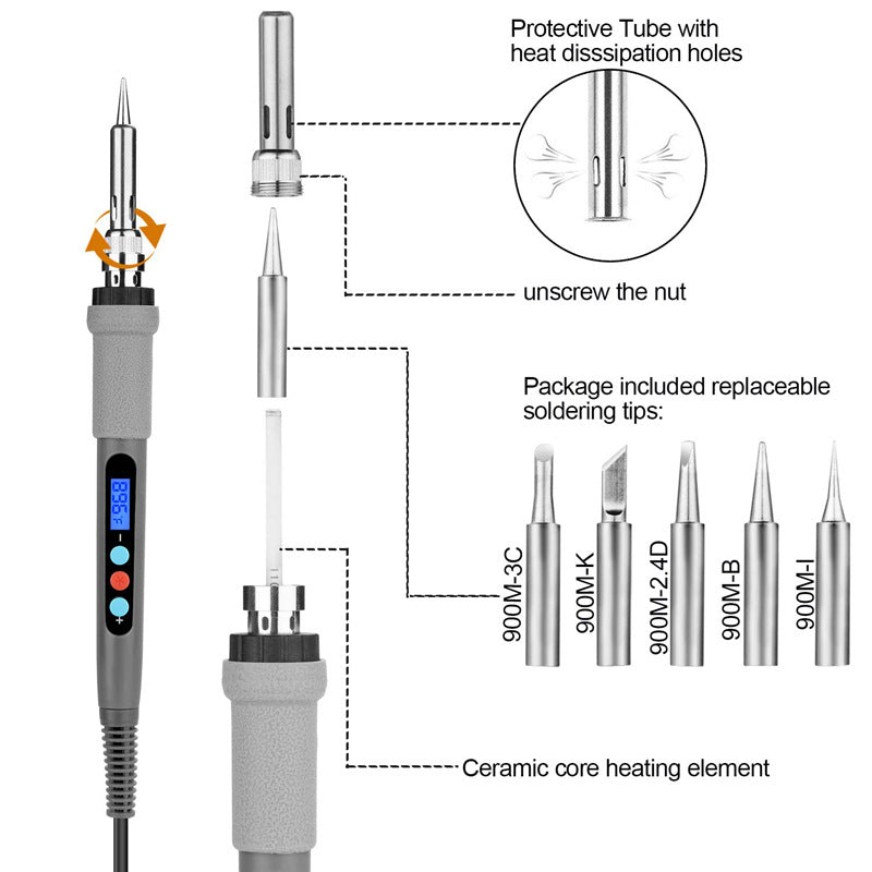Digital Display Electric Soldering Iron High-power Precision Temperature Control Engraving Iron Set