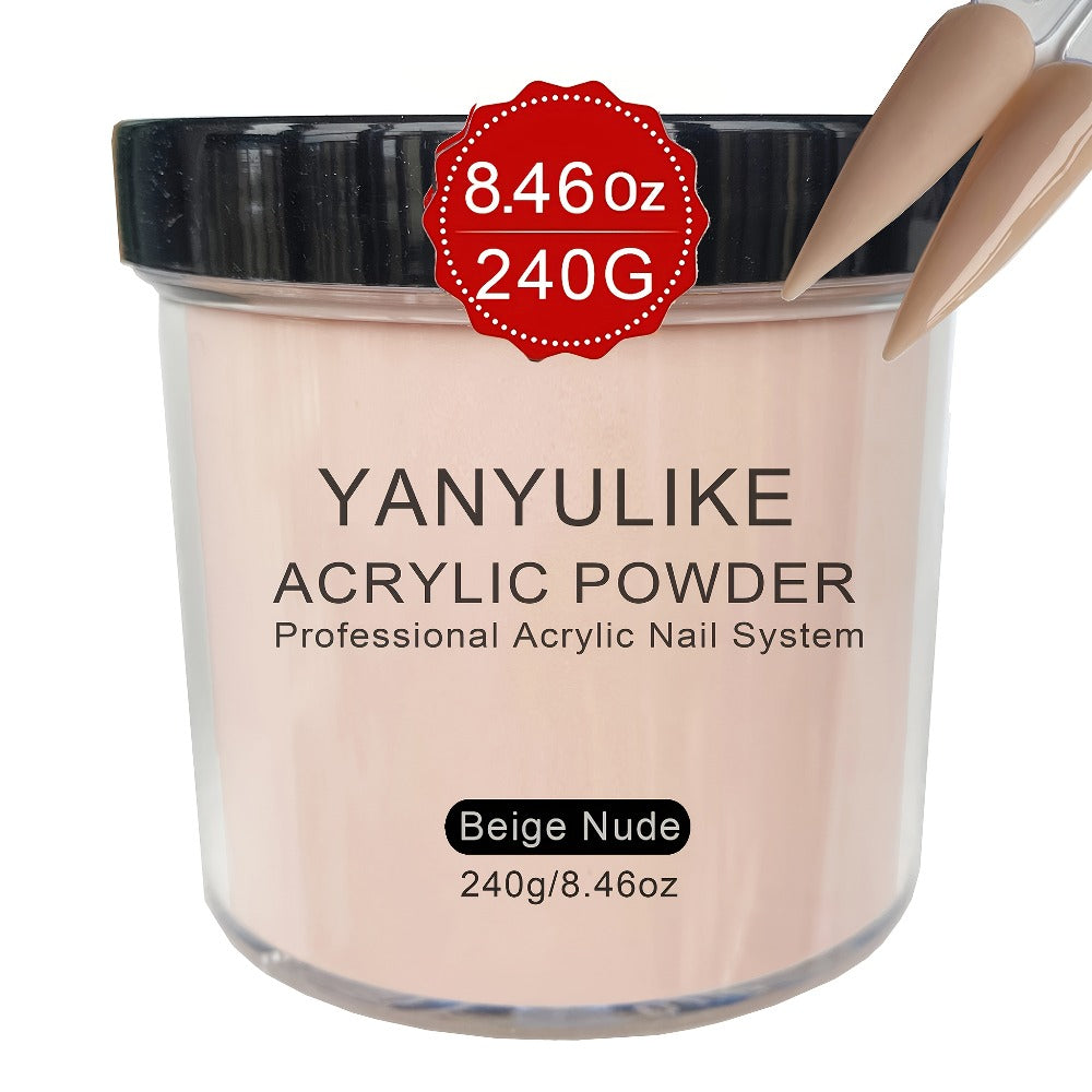 240g Acrylic Nail Powder Jar in Clear, Pink, Nude or White for Use with Compatible Acrylic Liquid — image 2
