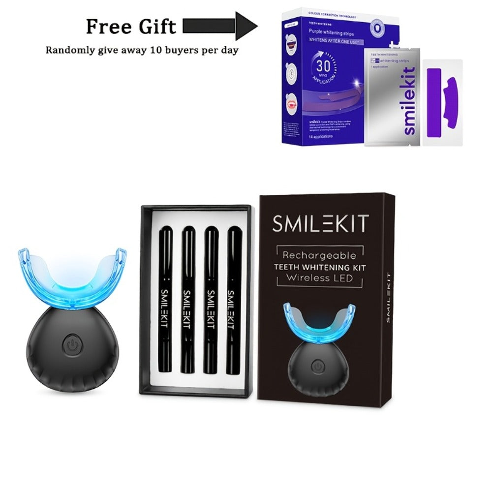 Black or White LED Teeth Whitening Mouthpiece Kit with Four Gel Pens, Shade Guide and 16-Minute Timer — image 3