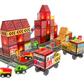 Magnetic Tiles 56-Piece Fire Station Building Set with Road Panels, Crane, Ramps and Vehicle Pieces — image 9