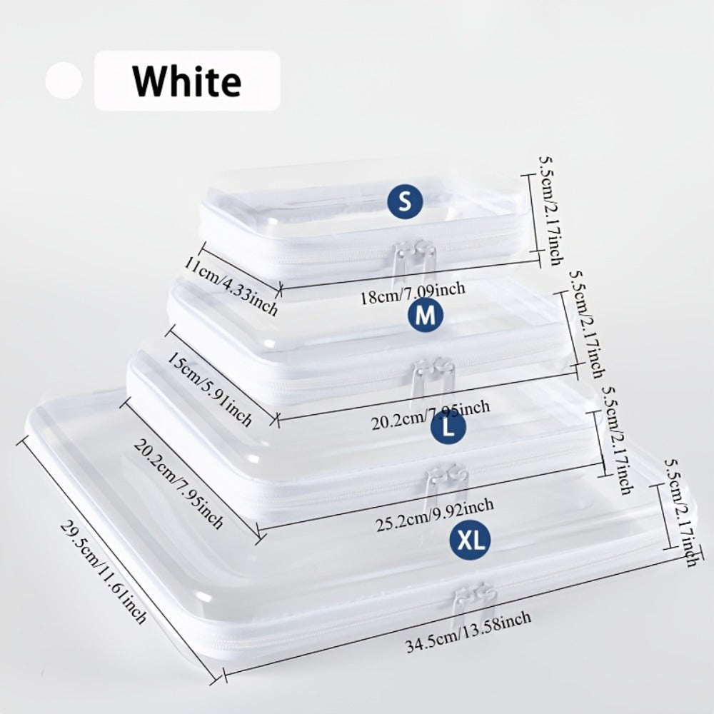Four-Piece Storage Organizer Set with Clear Zipper Cases in S, M, L and XL Sizes and Four Trim Colors — image 8