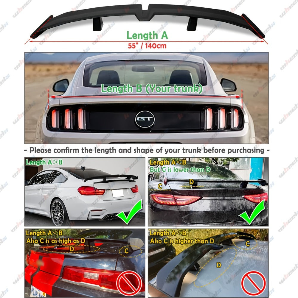 Universal Rear Spoiler Wing 54 Inch – ABS Pro Style Trunk Lid Spoiler, UV-Resistant, Fits Honda Toyota Subaru BMW Dodge Sedan