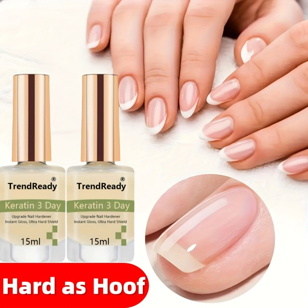 Nail Hardener 2 Bottles Extra Strong & Jelly Nude – Keratin Ridge Filler Base Coat for Weak Damaged Brittle Nails — image 5