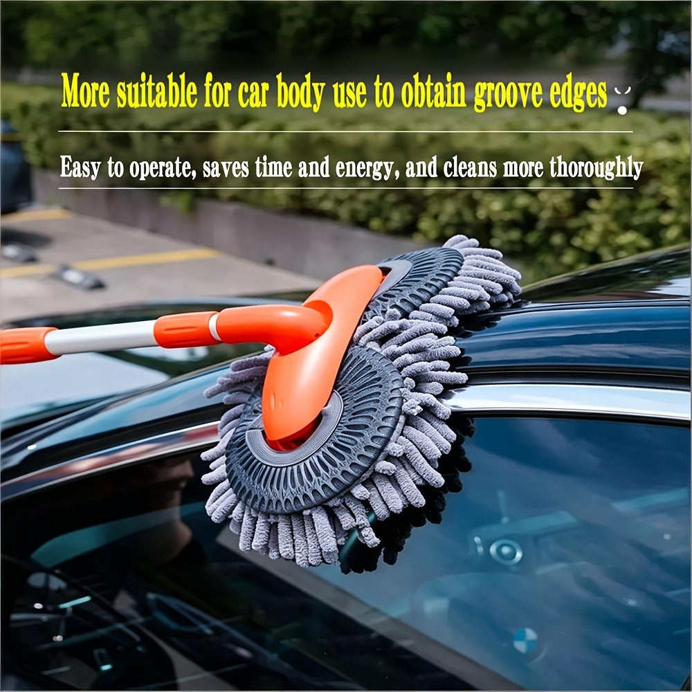 Car Wash Mop with Three-Stage Extension Handle, Rotating Microfiber Head and Replacement Head Option — image 1