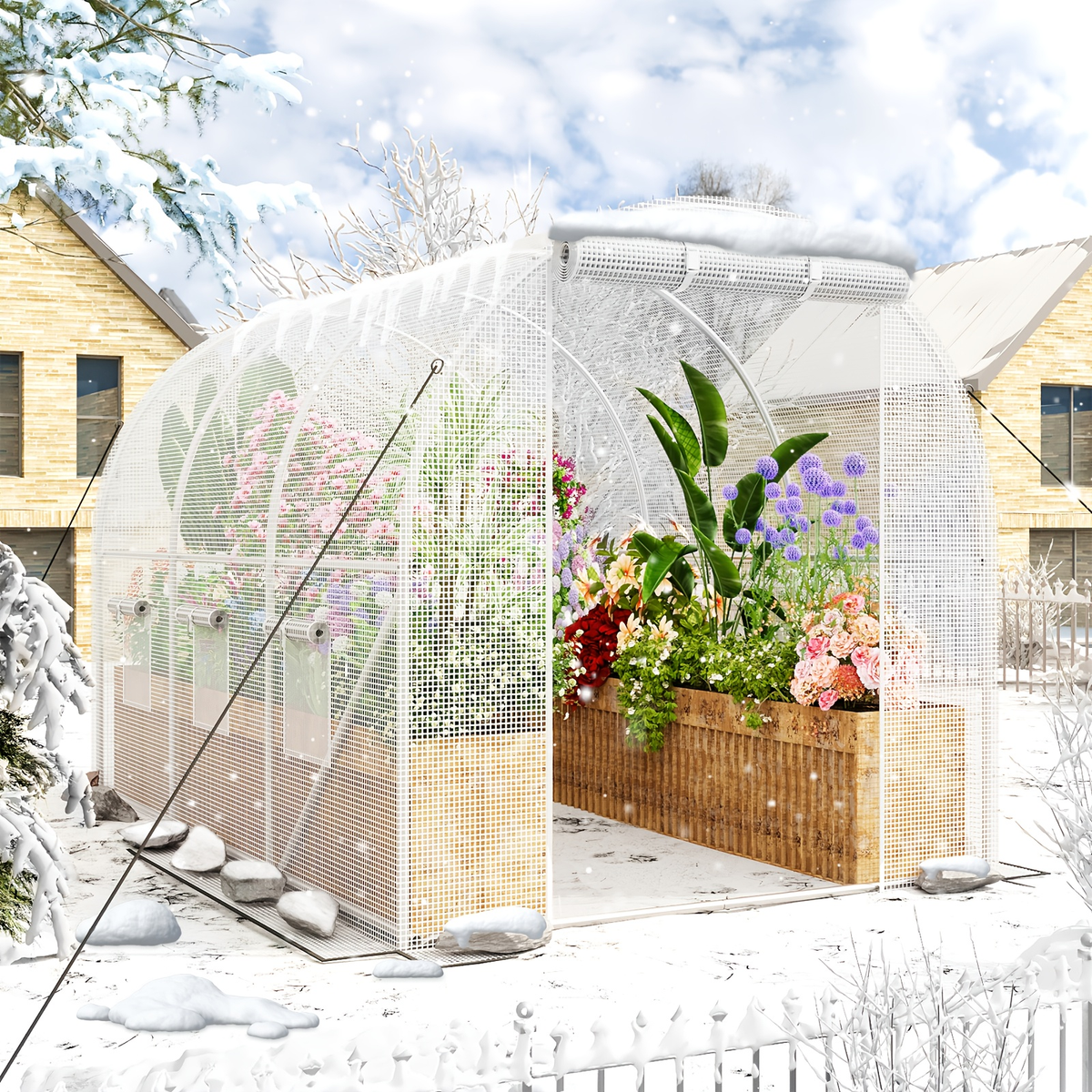 Outdoor Walk-In Greenhouse 10x6.6x6.6 FT – Dual Zippered Screen Doors, 6 Screen Windows & Reinforced Frame — image 6