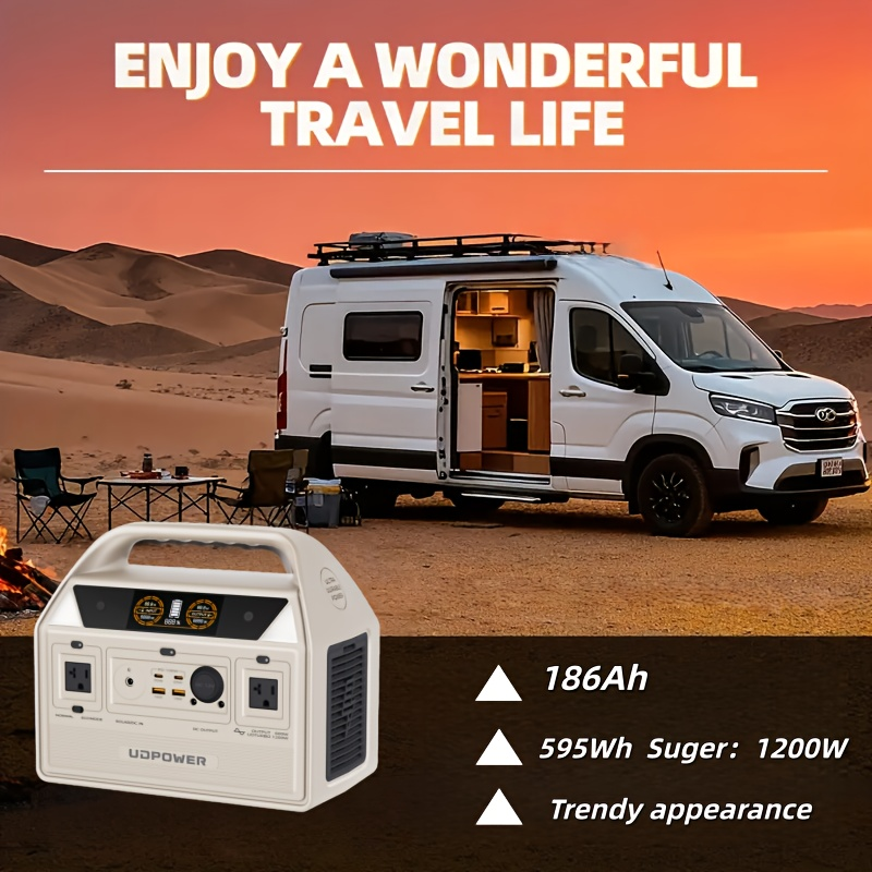 Portable Power Station 595Wh 600W with LiFePO4 Cell Pack, Nine Outputs, USB-C PD and 1200W Surge — image 9