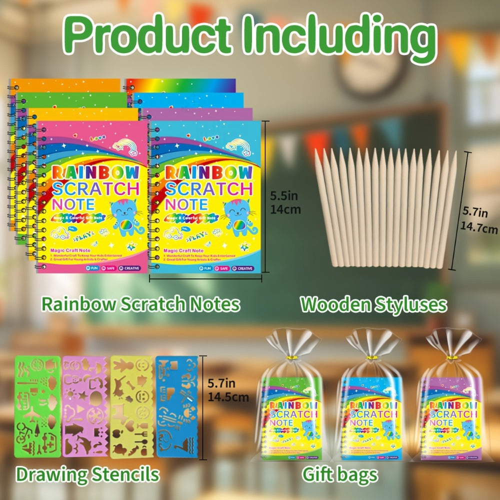 Scratch Art Notebooks 48 Pack Rainbow Scratch Paper Party Favors for Kids Birthday Gifts for Parties, Celebrations and Guest 