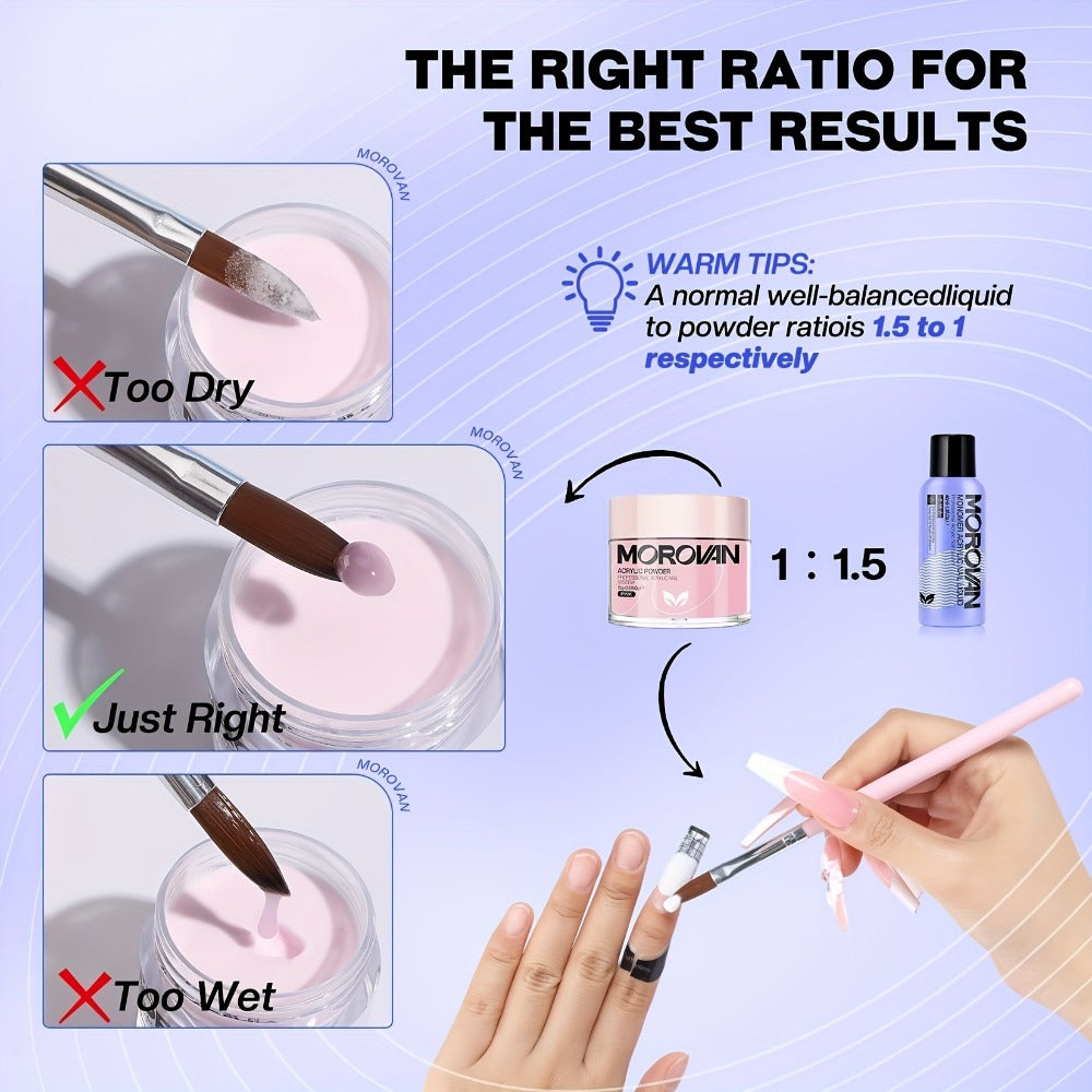 Complete Acrylic Nail Art Kit with Glitter – Pink Clear White Acrylic Powder 12 Color Glitter Powder Nail Liquid Clippers Ful