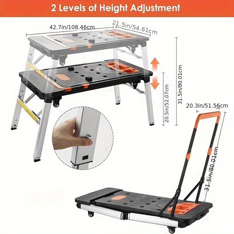 7in 1 Multifunctional Work Benches, Folding Work Table for Garage, As Portable Workbench, Sawhorse — image 5