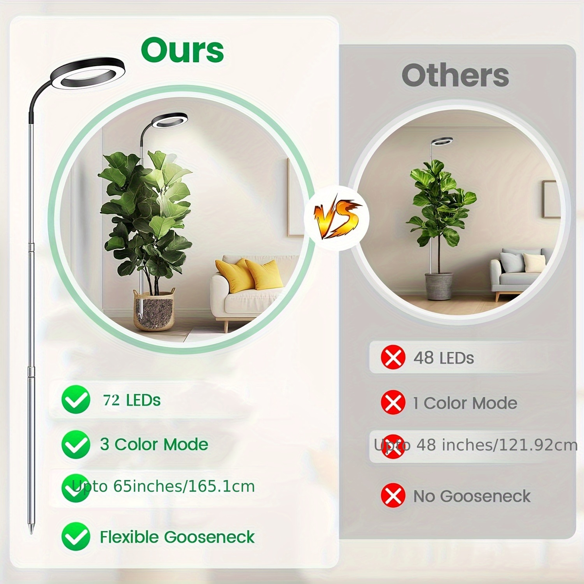 Telescopic Ring LED Plant Lamp with Flexible Gooseneck, 10-65in Pole and Black or White Options — image 11