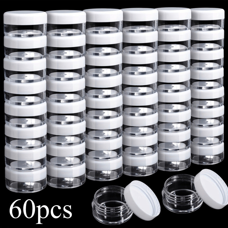 Mini Cosmetic Containers with Lids 60 Pack – 5g Small Round Plastic Sample Jars for Travel, Lip Balm, Lotion, Cream & DIY Bea
