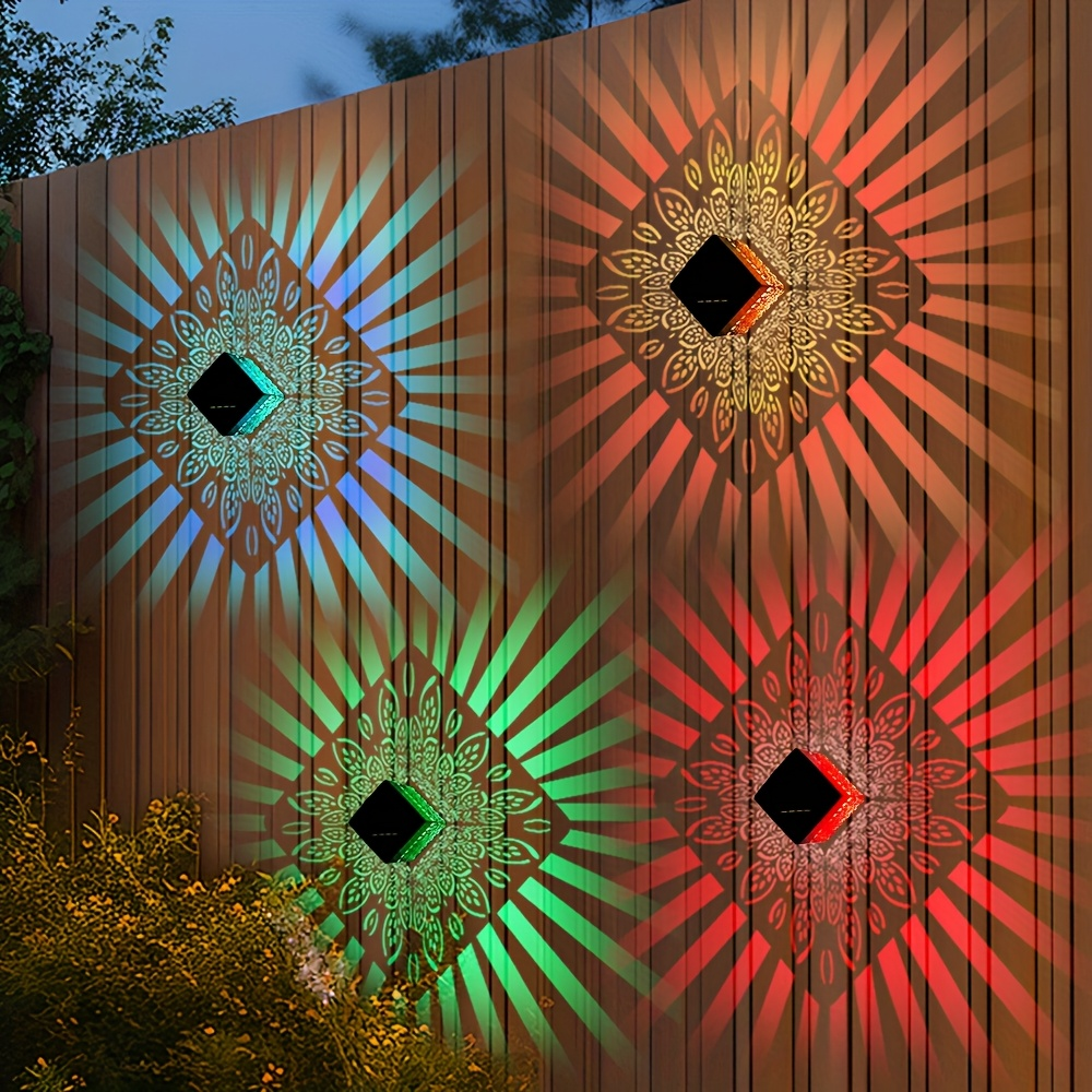 Solar Fence Lights Outdoor – Metal Step Wall Light for Garden Pillar Patio Courtyard Multicolor & Warm LED Decor — image 11