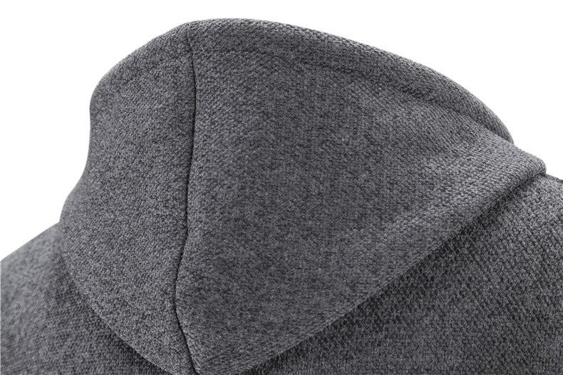 Men's Solid Color Casual Hooded Sweater Zipper Cardigan