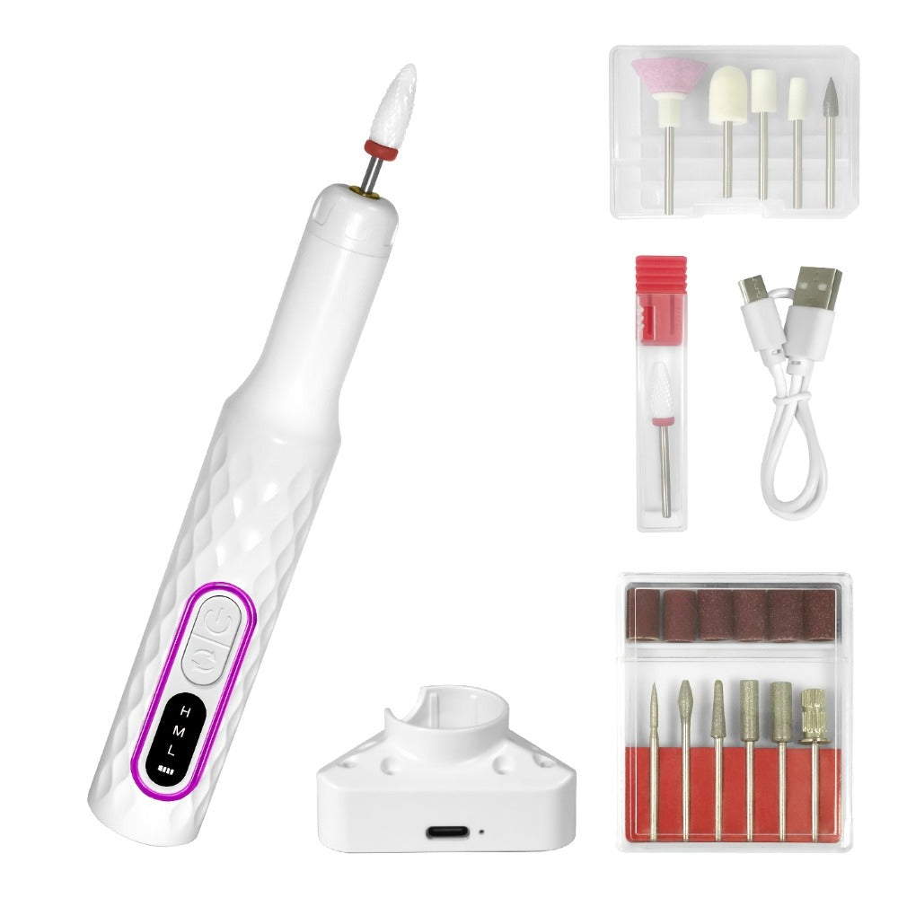 Electric Nail Drill 20000 RPM Portable E-File with Digital Display, Accessory Bits and White Finish — image 4