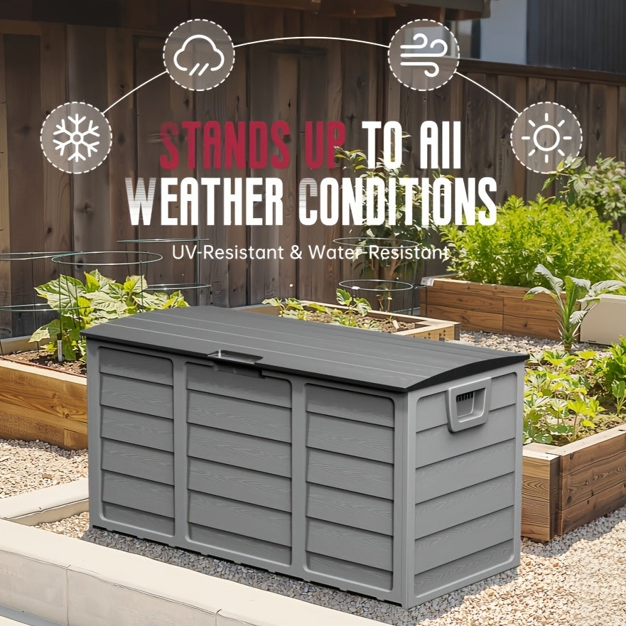 75-Gallon Low-Profile Outdoor Storage Box in Black with Hinged Lid, Side Handles and 41.4 x 18 x 21.3-Inch Size — image 9