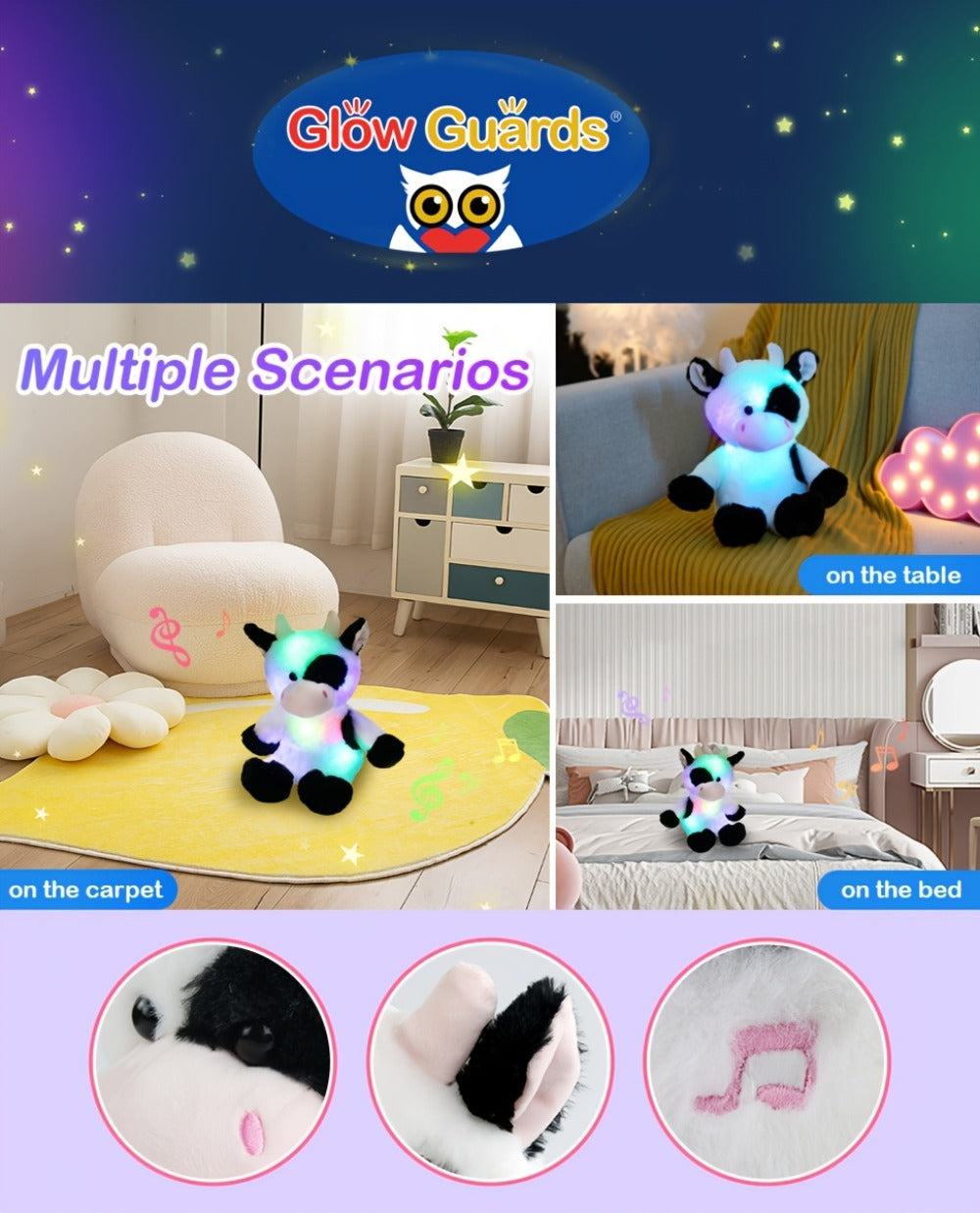Plush Toy Highland Cow with Glowing Body and Optional Music in Two Interactive Styles for Display — image 9
