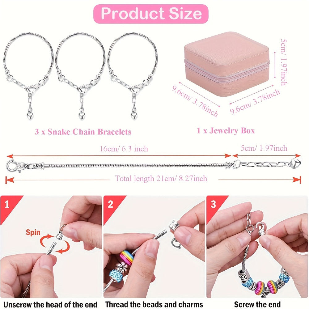 Bracelet Making Craft Kit with Portable Jewelry Box, Beads and Charms in Seven Color or Theme Options — image 3
