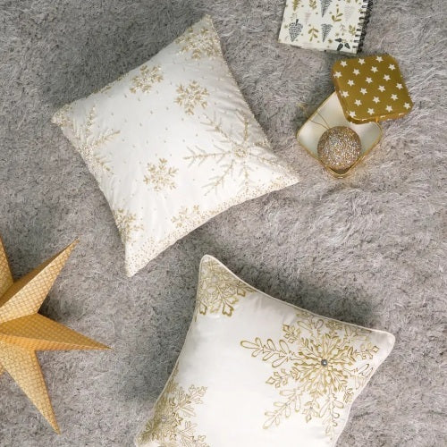 Embroidered Beaded Throw Pillow – Soft & Stylish Accent