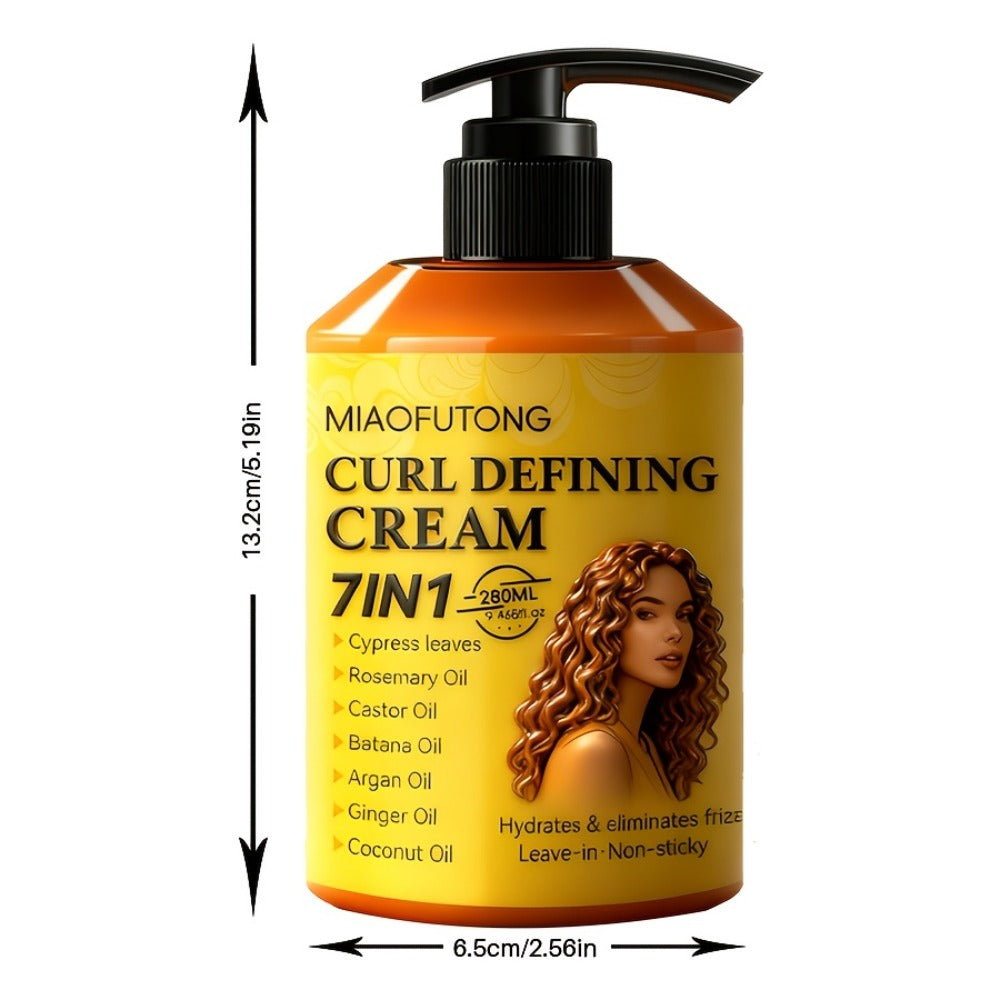 7-in-1 Curl Defining Cream by MIAOFUTONG in 280ml Pump Bottle with Seven Front-Label Botanical Ingredients — image 4