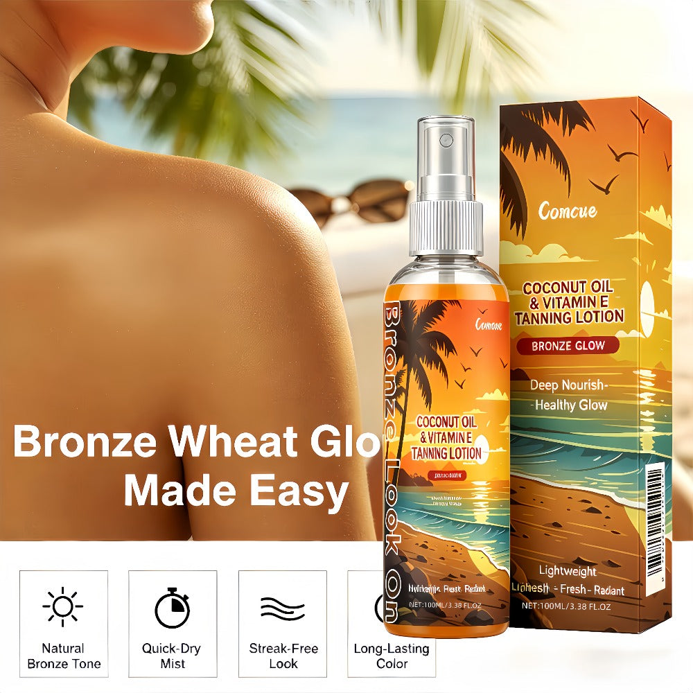 Self Tanning Spray with Coconut Oil 100ml Sunless Tanner for Natural Bronze Glow – Sun-Kissed Complexion Indoor Self Tan Hydr