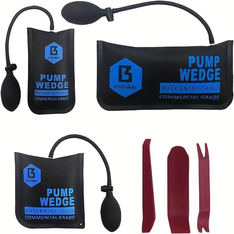 Car Air Wedge Pump Bag 3-Pack – Blue Auto Body Restoration Airbag Tool for Door Panel Opening, Lock Picking & Dent Repair | N