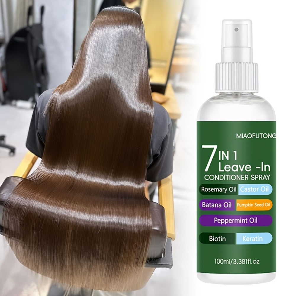 Leave-In Conditioning Spray 7-in-1 Argan Oil Rosemary Biotin Keratin Collagen - Heat for Bath Time, Home Spa and Personal Car