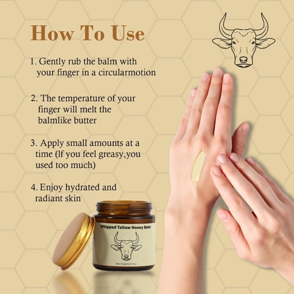 Beef Tallow Cream 4oz with Honey, Natural Fast-Absorbing for Face, Body, Hair & Dry Cracked Skin — image 6