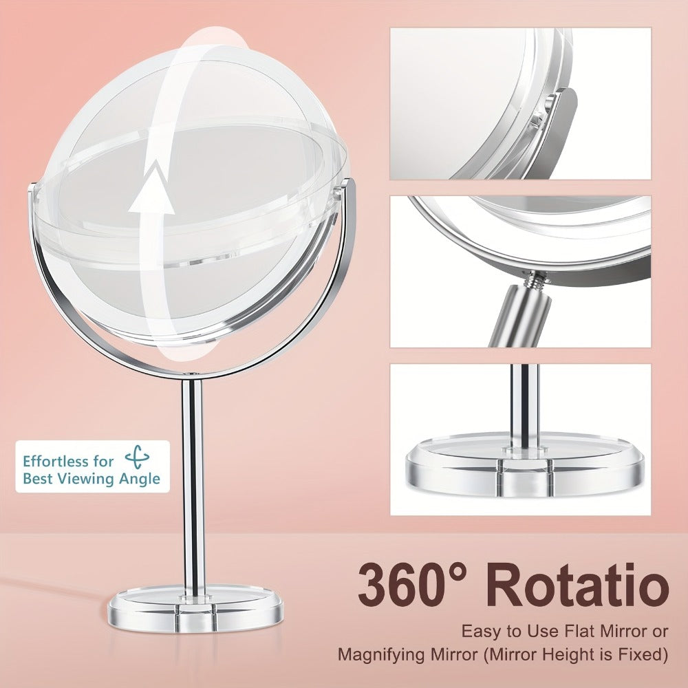 Makeup Mirror Dual-Sided 1X and 30X Round Chrome-Finish Stand with 360° Rotation and Detachable Frame — image 13