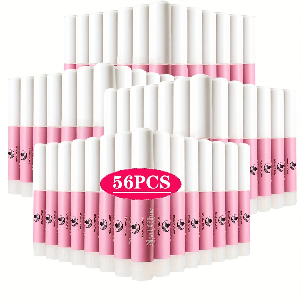 Nail Bonding Gel 56pcs Bulk Pack Strong Instant Adhesive for Press On Nails Acrylic Tips – Fast Dry Long-Lasting Clear Liquid