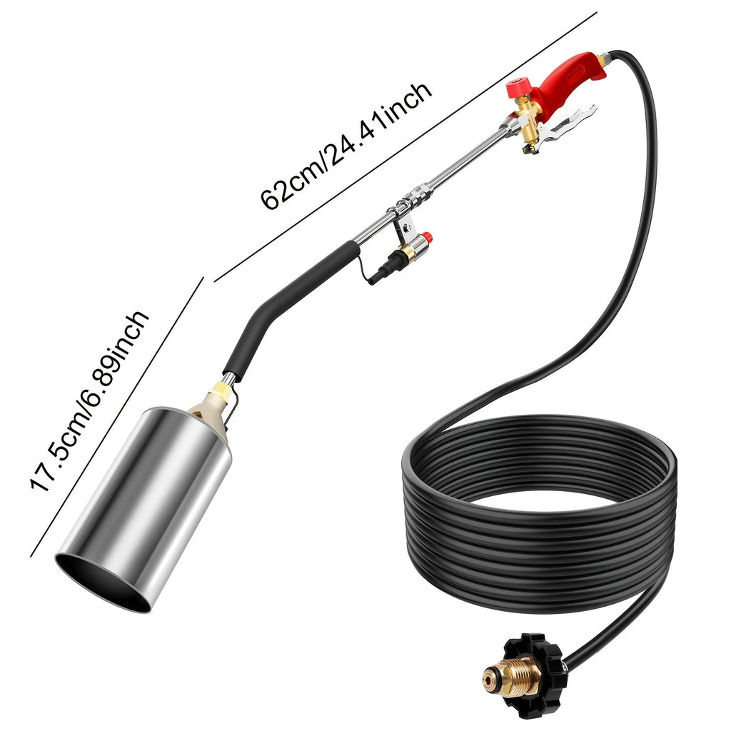 Weed Burner Torch Propane with 10ft Hose & Turbine Trigger, High-Output Flame Weeder with Cylinder Converter for Garden Weedi