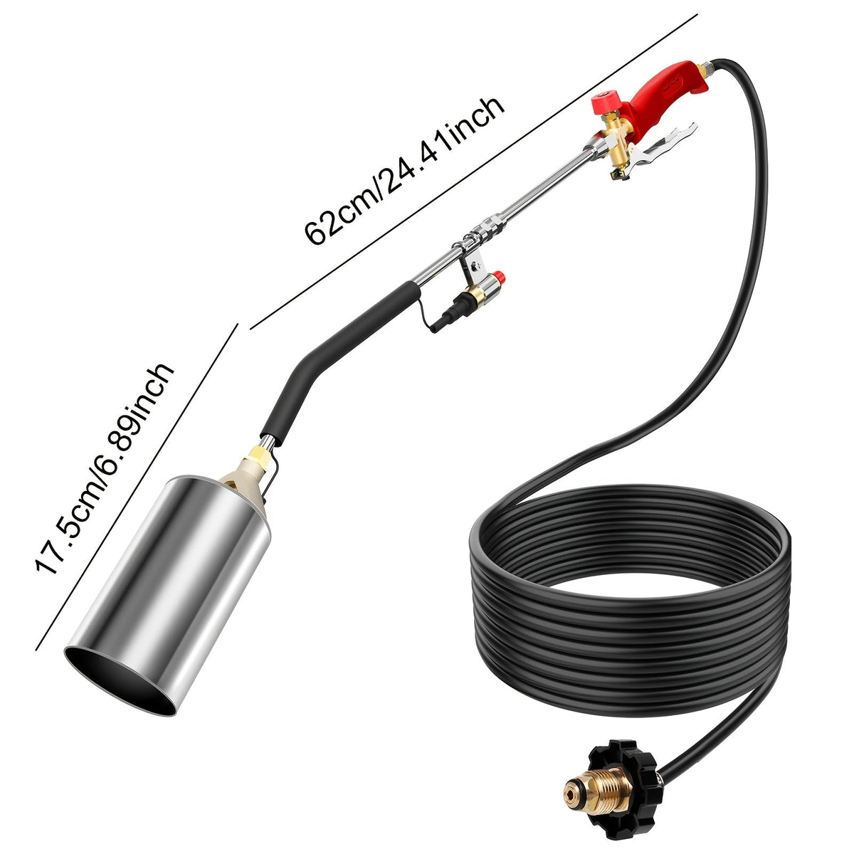 Weed Burner Torch Propane with 10ft Hose & Turbine Trigger, High-Output Flame Weeder with Cylinder Converter for Garden Weedi