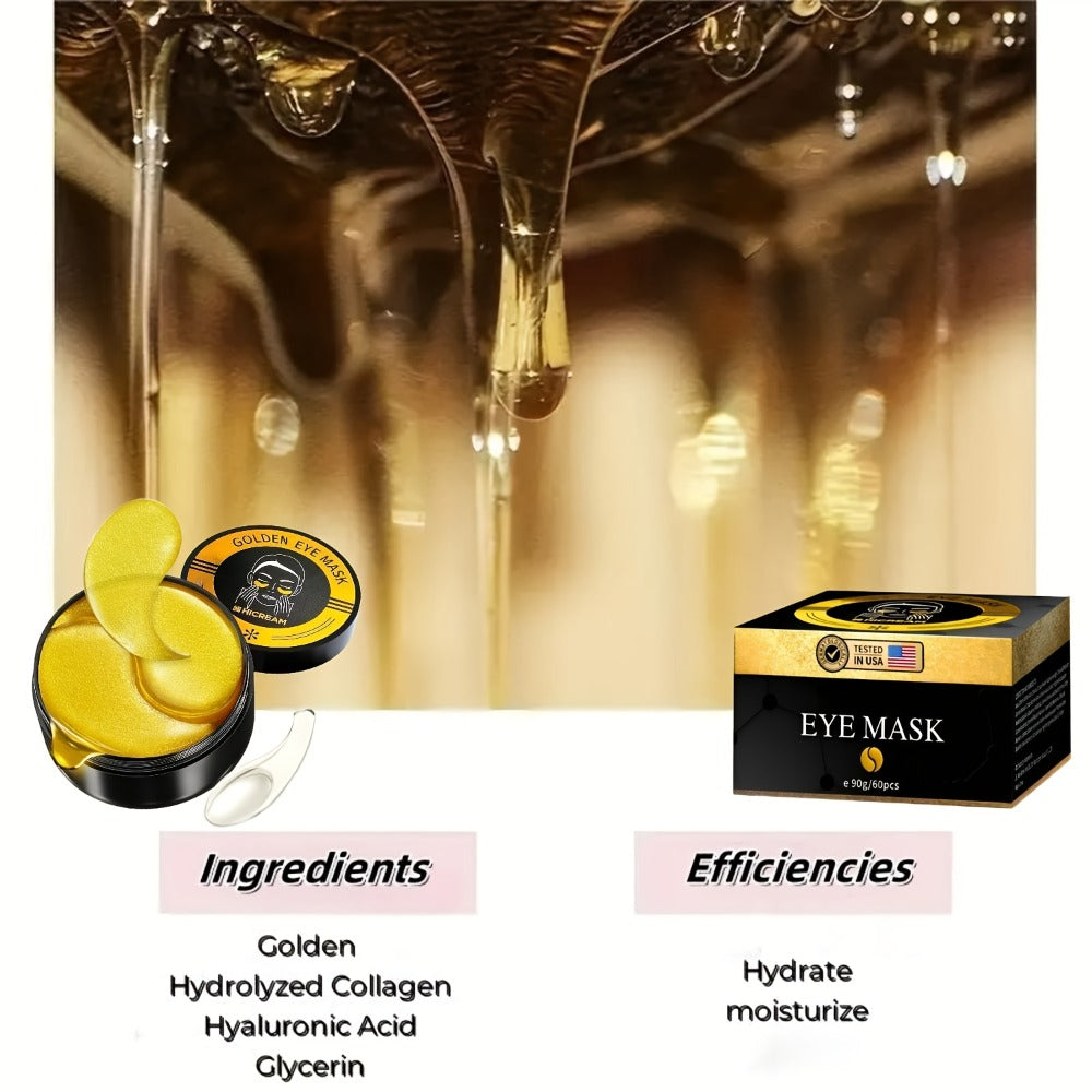 60-Piece Gold-Tone Under-Eye Patch Box with Individual Packs and Collagen and Hyaluronic Acid Wording — image 2