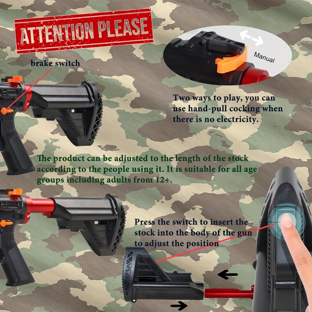 High-Performance Rechargeable Electric Splash Ball Toy Gun, USB Charge Portable Combat Outdoor Shooting Rifle for Kids Boys T
