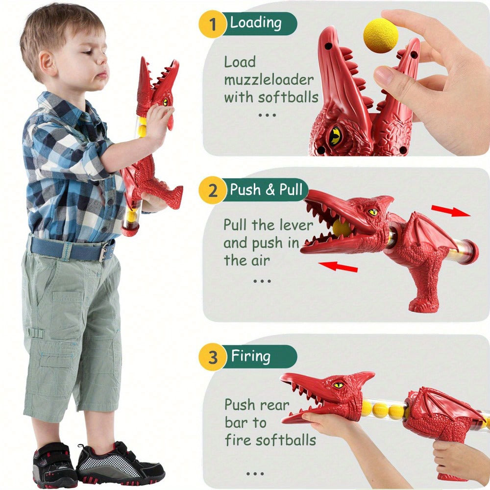 Dinosaur Shooting Toy Set for Kids, Air Pump Foam Bullet Blaster with Moving Dinosaur Targets, Twin Pistol — image 5
