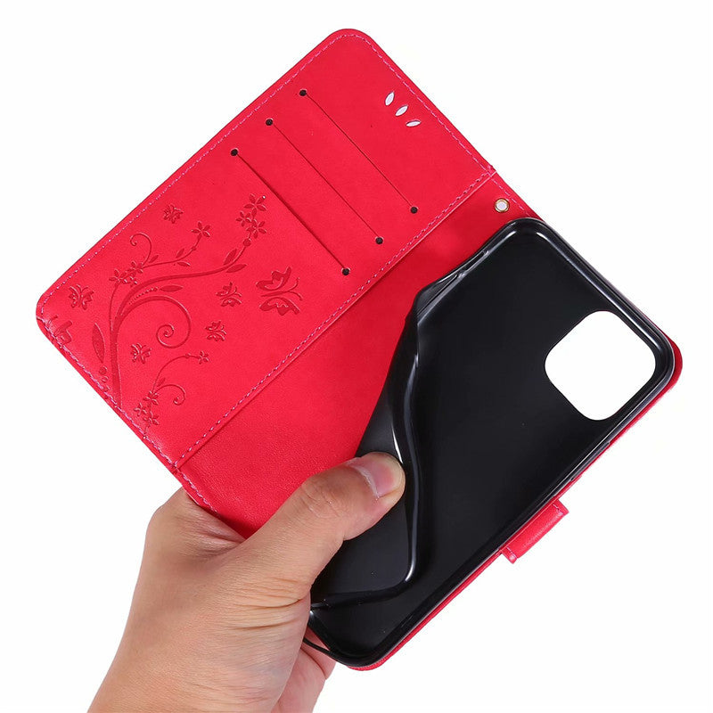 Butterfly Embossed Protective Leather Case Flip Cover Phone Case