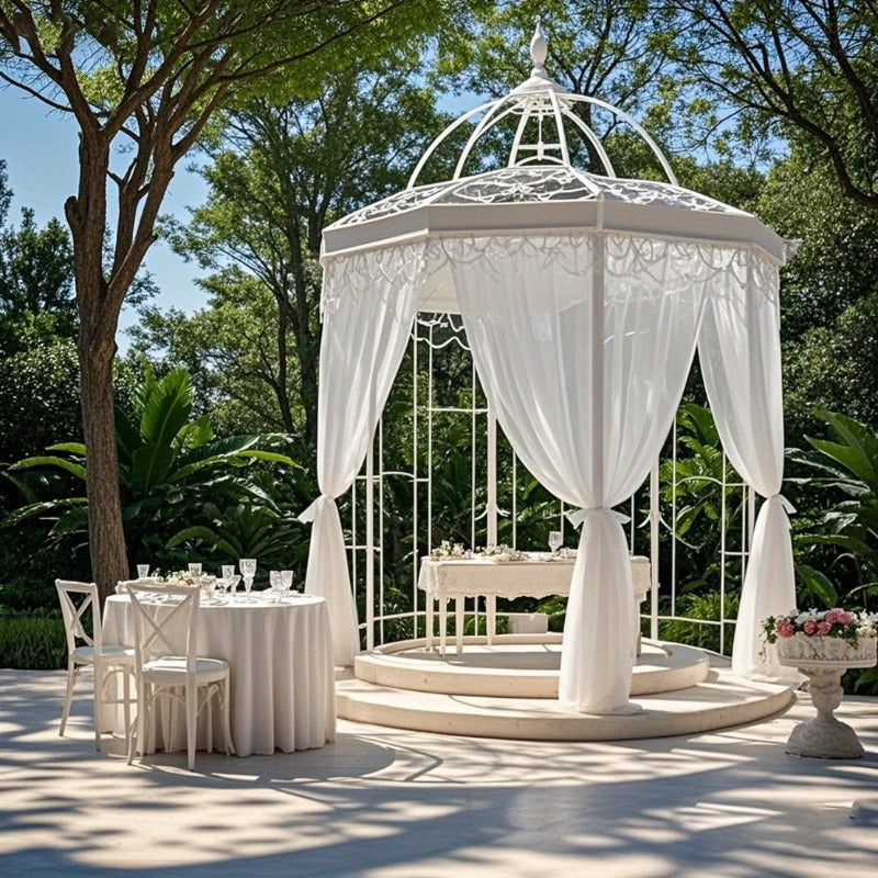 Four-Piece White Sheer Outdoor Curtain Set with Rod-Pocket Top and 152 x 304 cm Panel Size — image 2