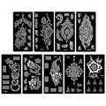Nine-Sheet Reusable Tattoo Stencil Set with Long Floral and Henna-Style Pattern Cards in HN1 or HN2 — image 16