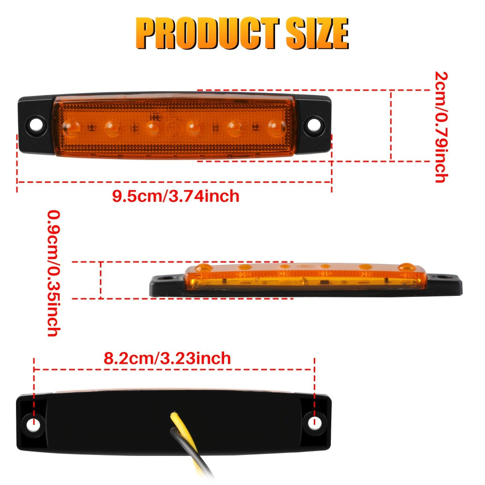 Thirty-Piece 12 V LED Side Marker Light Set with Six LEDs per Lamp in Amber, Red, White, Blue, Green or Purple — image 3