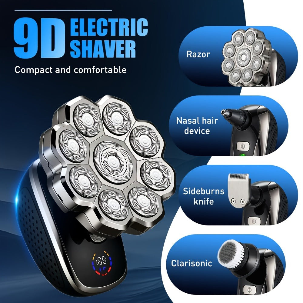 Electric Shaver 5-in-1 Bald-Head Grooming Tool with 7D or 9D Floating Heads and Magnetic Blade Options — image 2