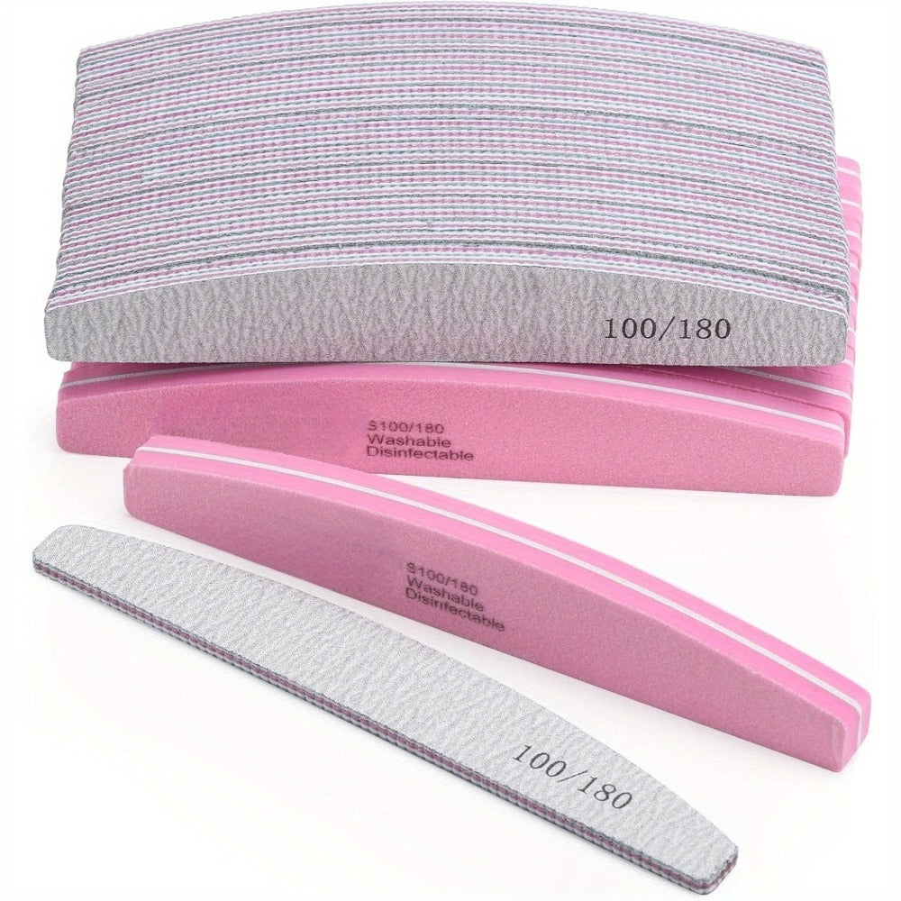 Nail Files and Buffers Professional 100 180 Grit Double-Sided Sanding Boards Reusable Polishing Blocks for Manicure Pedicure 