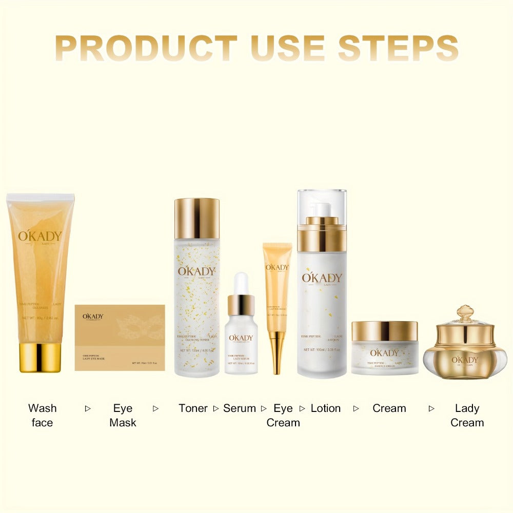 Skin Care Set for Women 24K Gold Polypeptide Complete Day & Night Routine Peptide Face Care Kit All Skin Types Luxury Gift Se