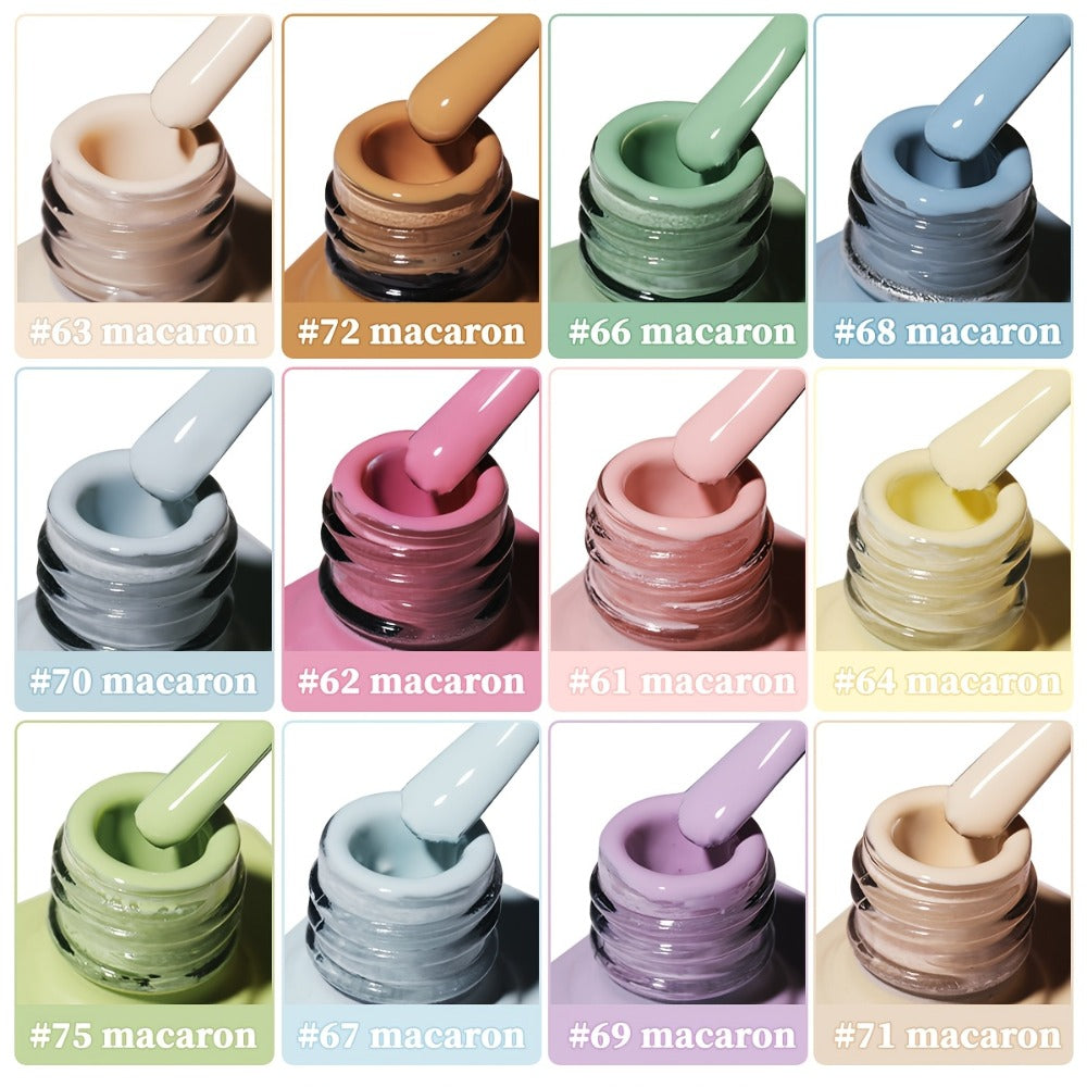 Gel Nail Polish Set with XEIJAYI Label, 12 Candy Macaroon Gel Colors in 0.51oz Square Bottles — image 9
