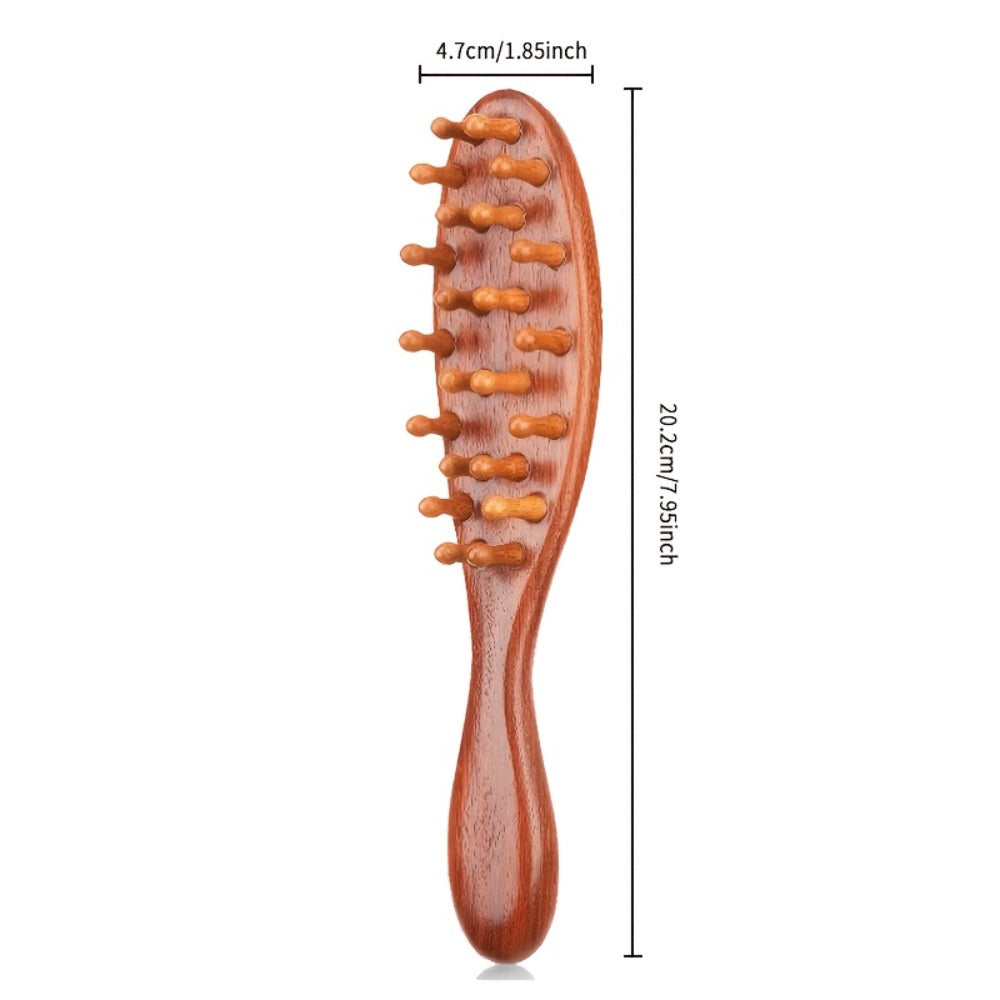 Sandalwood Loc Comb Wide Tooth 2 Pcs Wooden Ergonomic Detangling Comb for Dreads Locs Curly, for Home, Travel and Salon Hair 