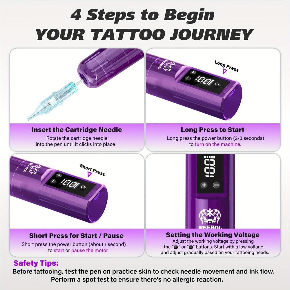 Wireless Rotary Tattoo Machine Neebol Cordless Pen, 6- Battery Life, Portable Design, Cartridge Compatible — image 9
