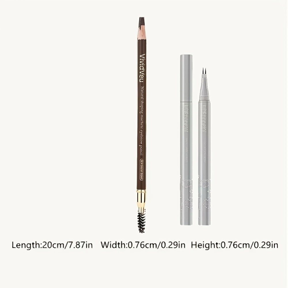 Microblading Effect Brow Pencil 4-Pack with Eyeliner, Waterproof Smudge-Proof Dual-Ended Eyebrow Pen with Spoolie Brush — ima