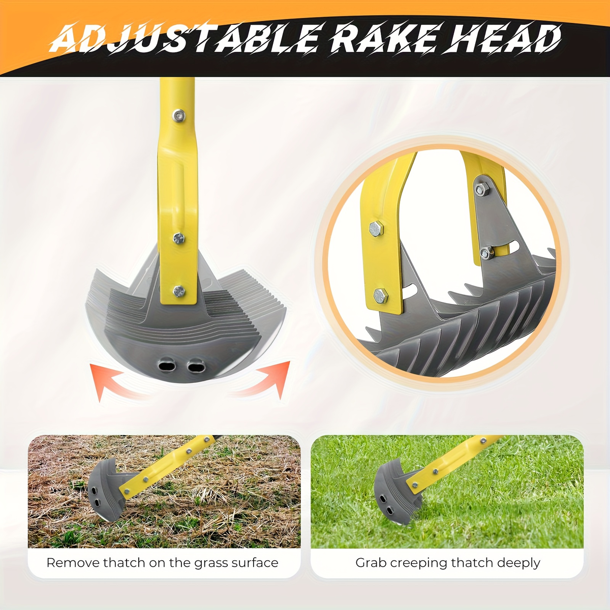 15-Inch Garden Thatch Rake with Curved Metal Teeth and 55- or 70-Inch Sectional Handle Options — image 6
