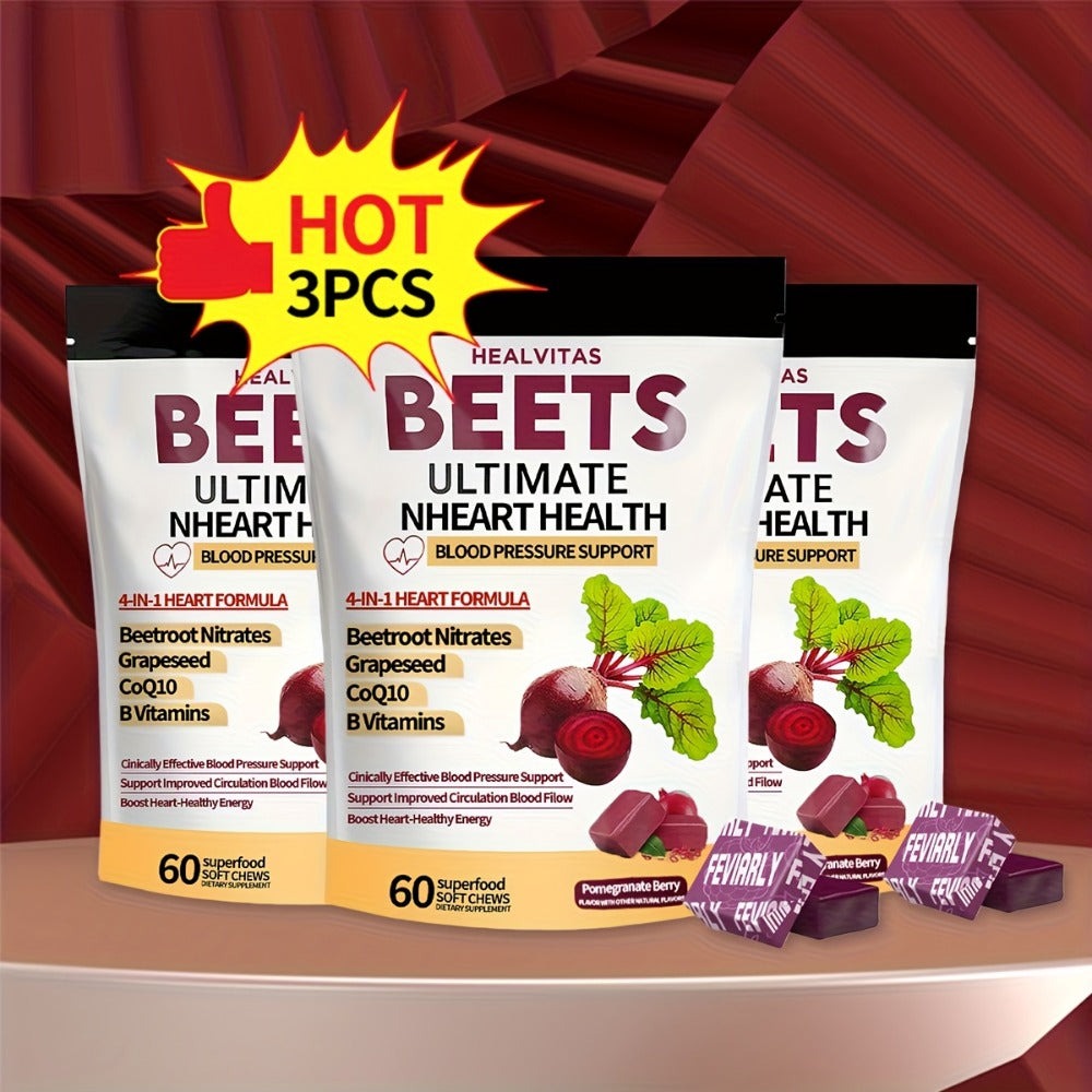 Beetroot Gummies with CoQ10 & Multi-Vitamins, 4-in-1 Heart Health & Blood Pressure Support Supplement — image 1