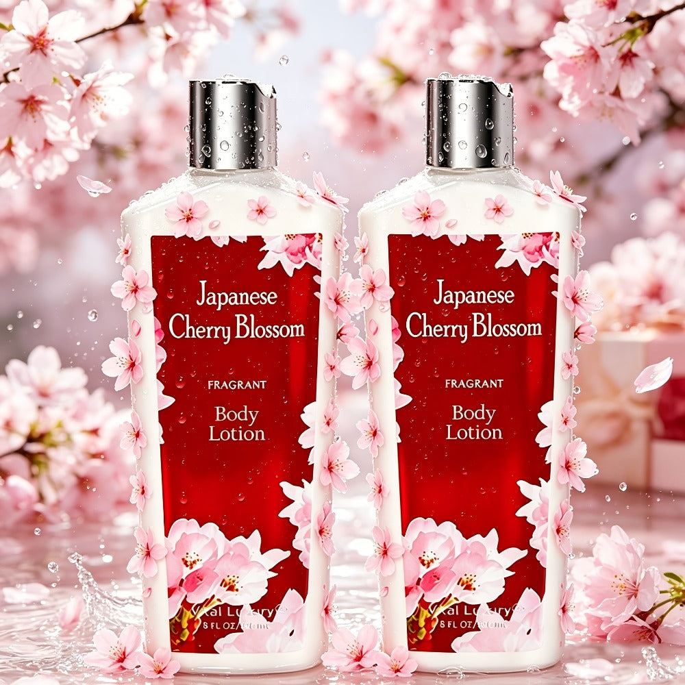 Cherry Blossom Gift Set for Women Body Lotion and Body Mist Japanese Sakura Fragrance Moisturizing Softening Skin Care Set — 